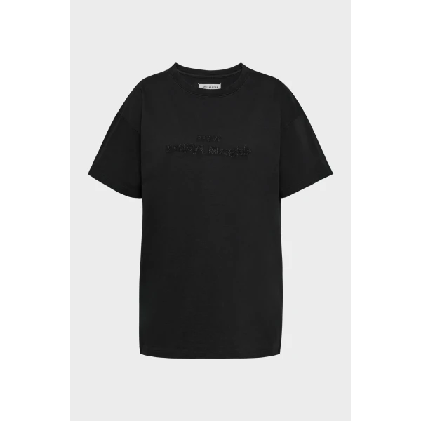 Maison Margiela Embroidered Logo T-Shirt in Black | T-shirts | Coveti