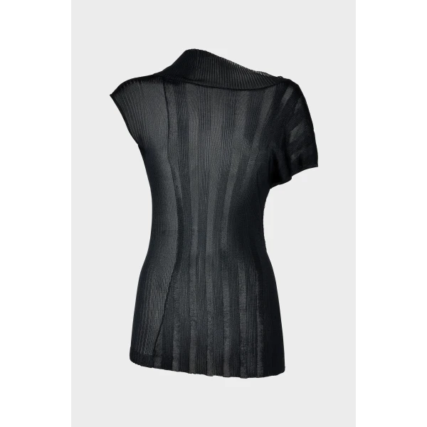 Maison Margiela Fitted Knit Top in Navy Blue | Sweaters | Coveti