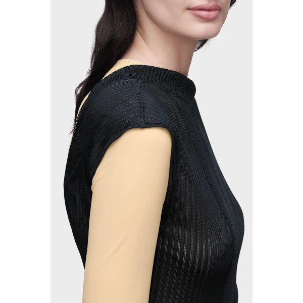 Maison Margiela Fitted Knit Top in Navy Blue | Sweaters | Coveti