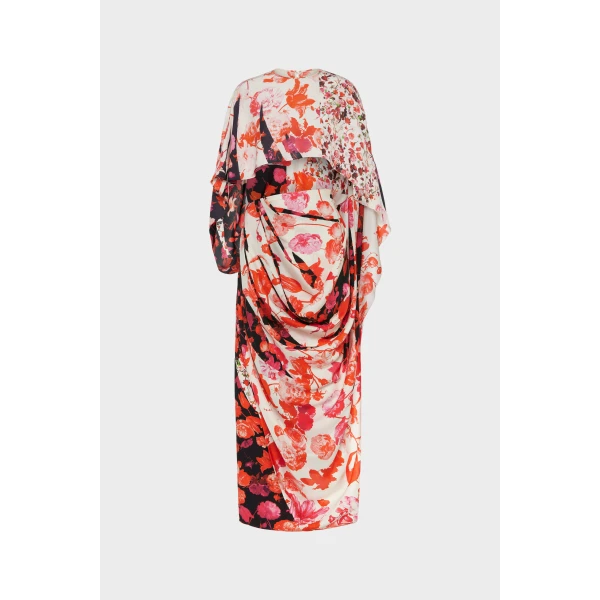 Maison Margiela Floral Draped Dress in Red | Maxi Dresses | Coveti