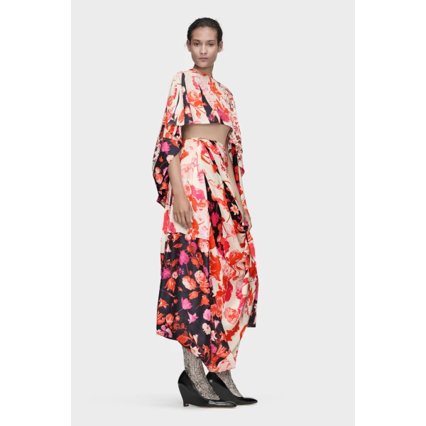 Maison Margiela Floral Draped Dress in Red | Maxi Dresses | Coveti