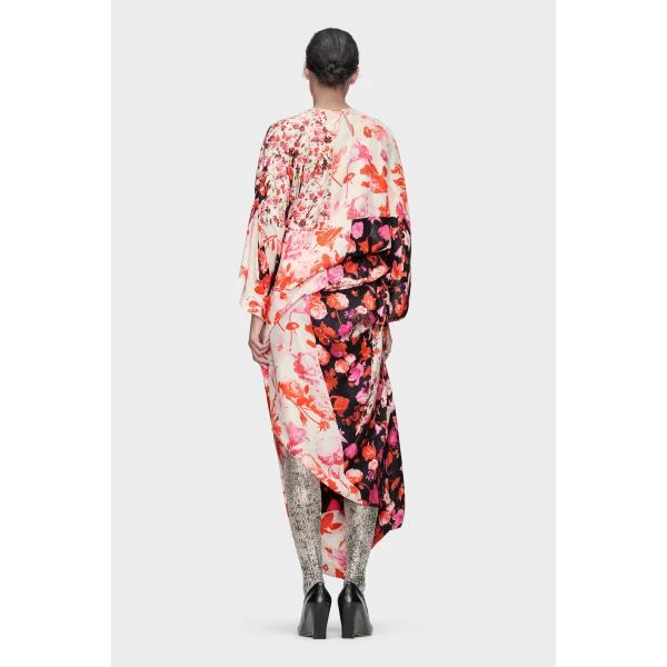 Maison Margiela Floral Draped Dress in Red | Maxi Dresses | Coveti