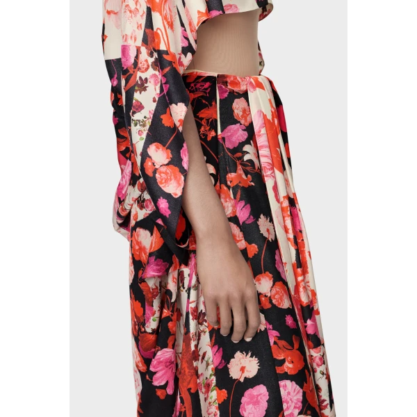 Maison Margiela Floral Draped Dress in Red | Maxi Dresses | Coveti