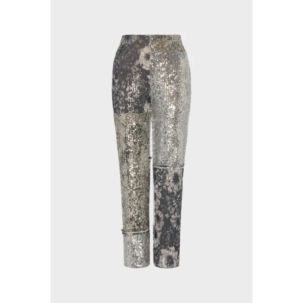 Maison Margiela Floral Sequin Patchwork Trousers in Multicolour | Pants | Coveti