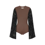 Maison Margiela Floral Sleeve Top in Brown | Coveti