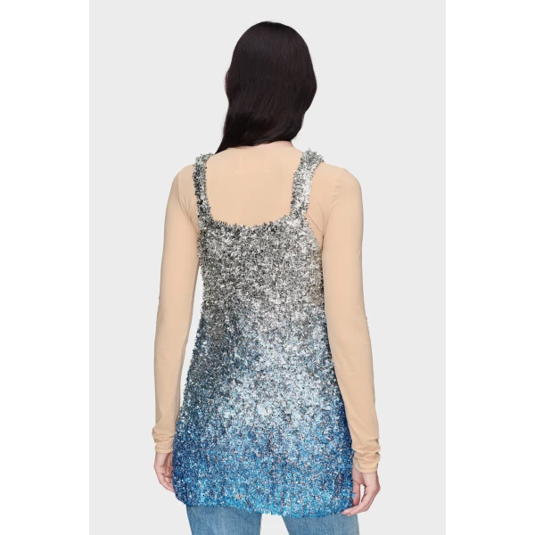 Maison Margiela Foil Knit Top in Silver | Sleeveless | Coveti