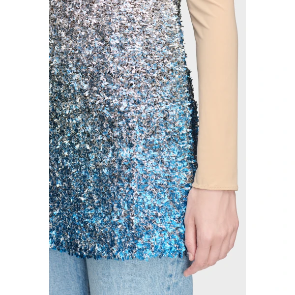 Maison Margiela Foil Knit Top in Silver | Sleeveless | Coveti