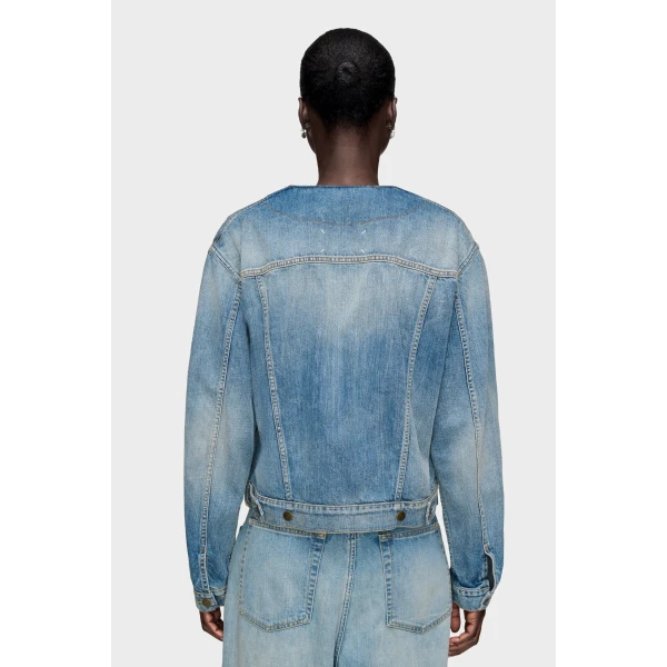 Maison Margiela Folded Collar Denim Jacket in Blue Jeans | Denim | Coveti