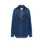 Maison Margiela Folded Collar Denim Shirt in Blue | Coveti