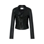 Maison Margiela Folded Collar Leather Jacket in Black | Coveti