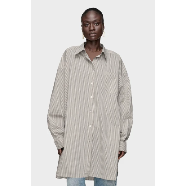 Maison Margiela Folded Collar Shirt in Light Grey | Shirts | Coveti
