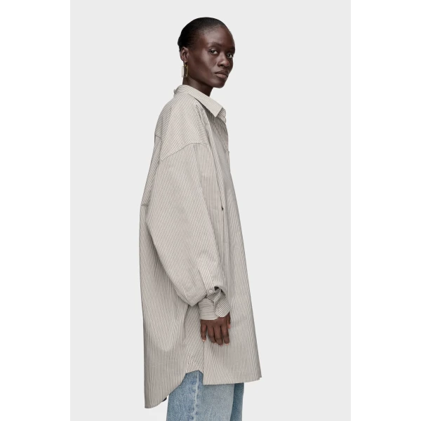 Maison Margiela Folded Collar Shirt in Light Grey | Shirts | Coveti