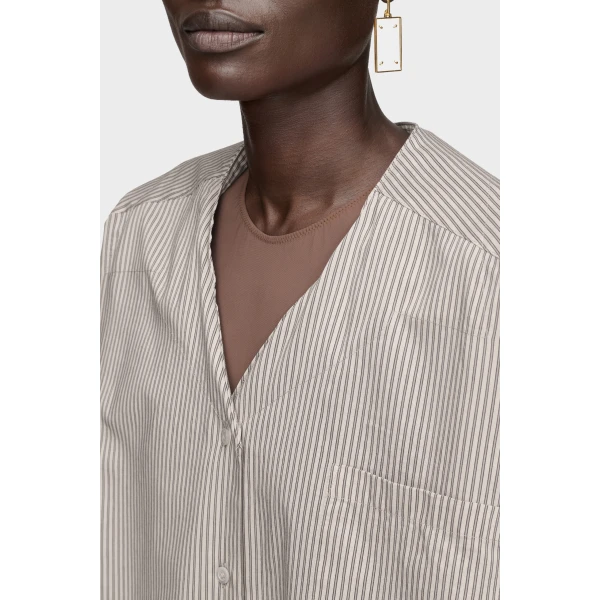 Maison Margiela Folded Collar Shirt in Light Grey | Shirts | Coveti
