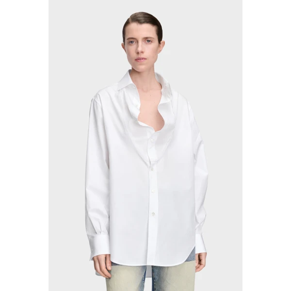 Maison Margiela Folded Collar Shirt in White | Shirts | Coveti