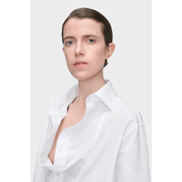 Maison Margiela Folded Collar Shirt in White | Shirts | Coveti