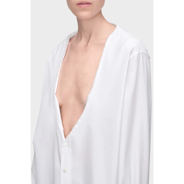 Maison Margiela Folded Collar Shirt in White | Shirts | Coveti