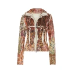 Maison Margiela Fragmented Floral Zip-Up Jacket in Multicolour | Coveti