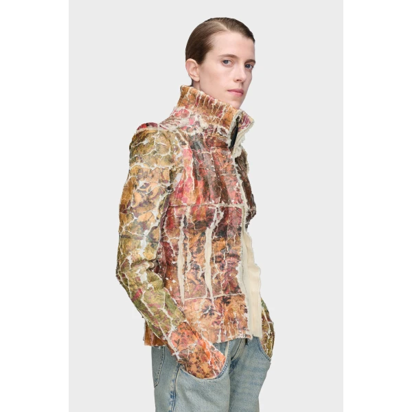 Maison Margiela Fragmented Floral Zip-Up Jacket in Multicolour | Cardigan | Coveti