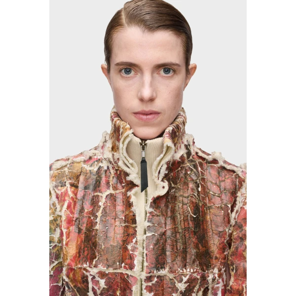 Maison Margiela Fragmented Floral Zip-Up Jacket in Multicolour | Cardigan | Coveti