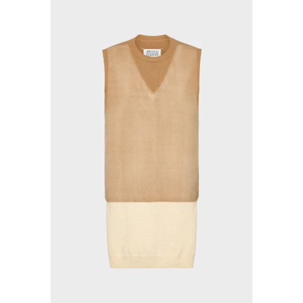 Maison Margiela Fused Knit Vest in Beige | Sweaters | Coveti