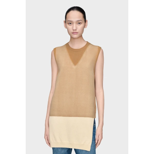 Maison Margiela Fused Knit Vest in Beige | Sweaters | Coveti
