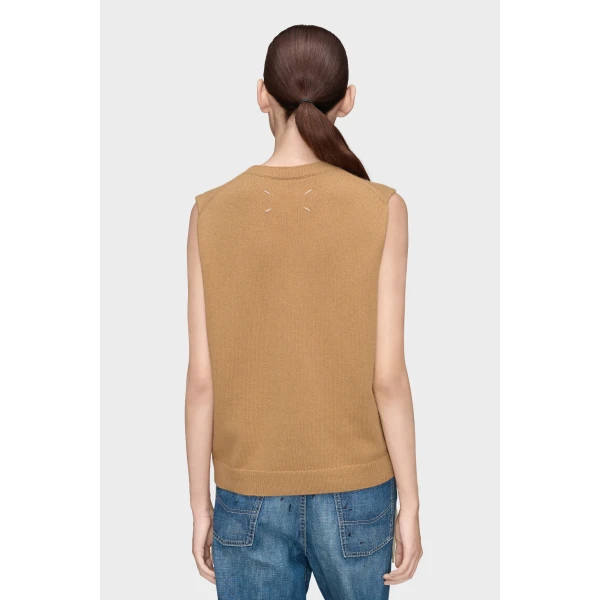 Maison Margiela Fused Knit Vest in Beige | Sweaters | Coveti