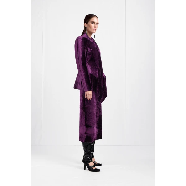 Maison Margiela Fusion Velvet Structured Blazer in Purple | Blazers | Coveti