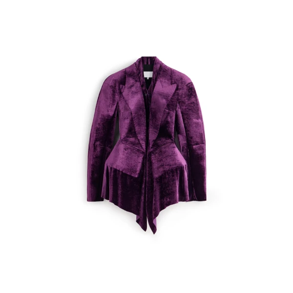 Fusion Velvet Structured Blazer in Purple