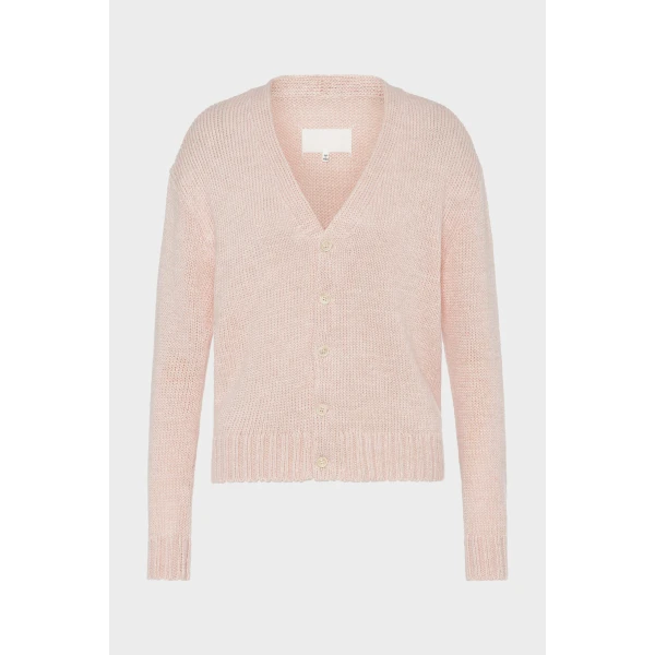 Maison Margiela Gardening Hemp Knit Cardigan in Pale Pink | Cardigan | Coveti