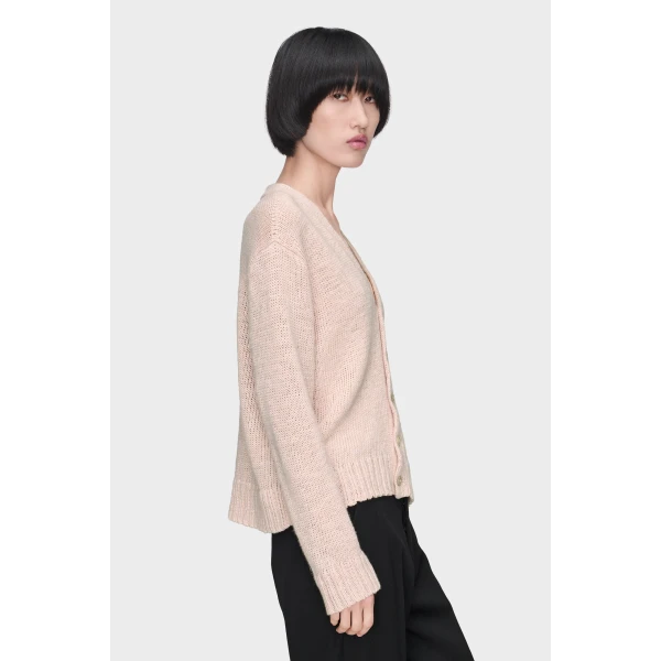 Maison Margiela Gardening Hemp Knit Cardigan in Pale Pink | Cardigan | Coveti
