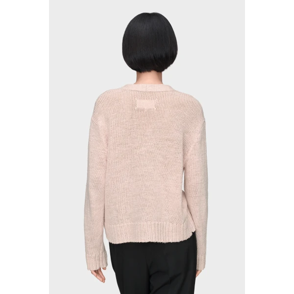 Maison Margiela Gardening Hemp Knit Cardigan in Pale Pink | Cardigan | Coveti