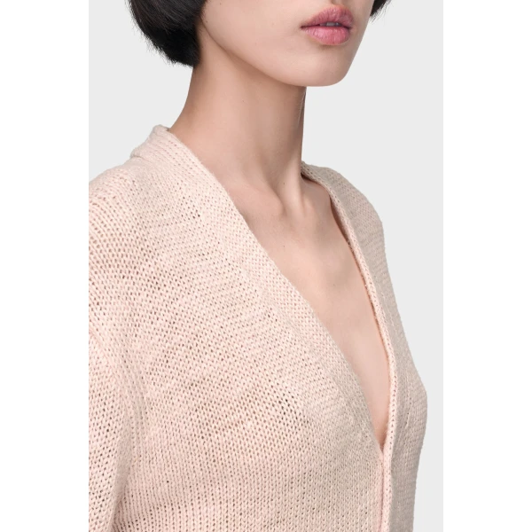 Maison Margiela Gardening Hemp Knit Cardigan in Pale Pink | Cardigan | Coveti
