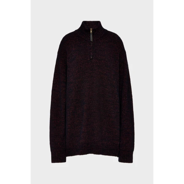 Maison Margiela Half-Zip Knit Sweater in Bordeaux | Sweaters | Coveti