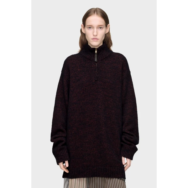 Maison Margiela Half-Zip Knit Sweater in Bordeaux | Sweaters | Coveti