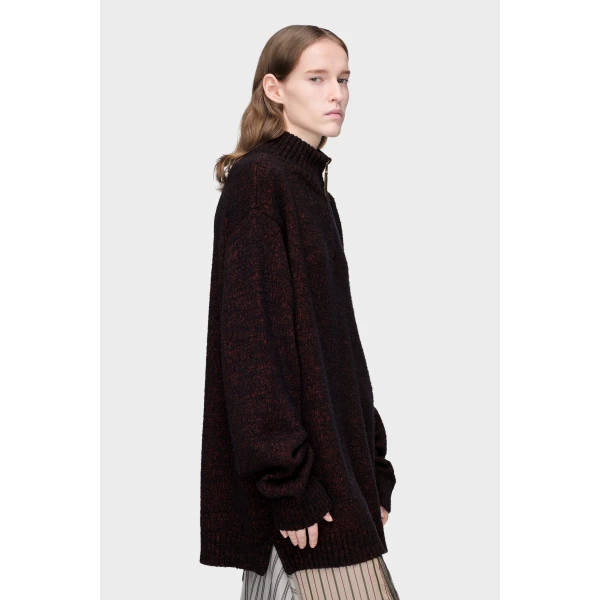 Maison Margiela Half-Zip Knit Sweater in Bordeaux | Sweaters | Coveti