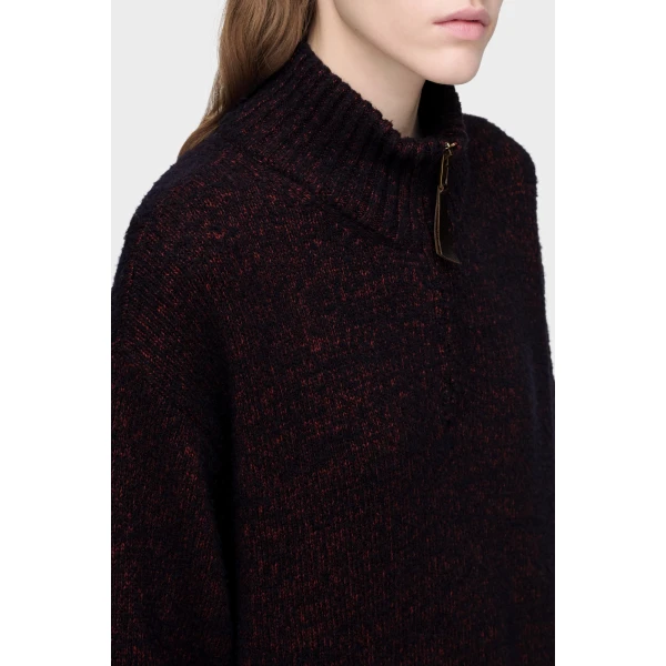 Maison Margiela Half-Zip Knit Sweater in Bordeaux | Sweaters | Coveti
