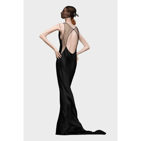 Maison Margiela Hammered Satin Gown in Black | Evening Gowns | Coveti