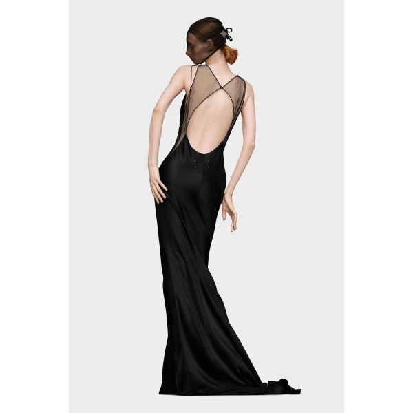 Maison Margiela Hammered Satin Gown in Black | Evening Gowns | Coveti