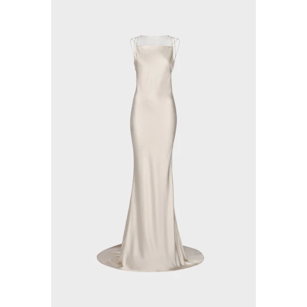 Maison Margiela Hammered Satin Gown in Ivory | Evening Gowns | Coveti