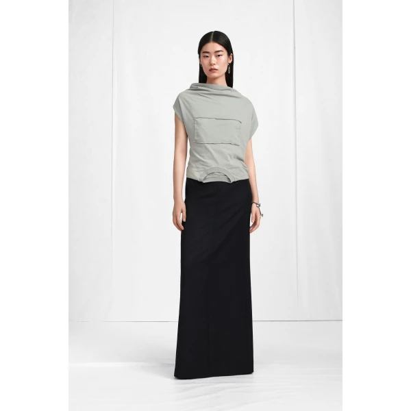 Maison Margiela High-Waist Virgin Wool Column Skirt in Black | Maxi Skirts | Coveti