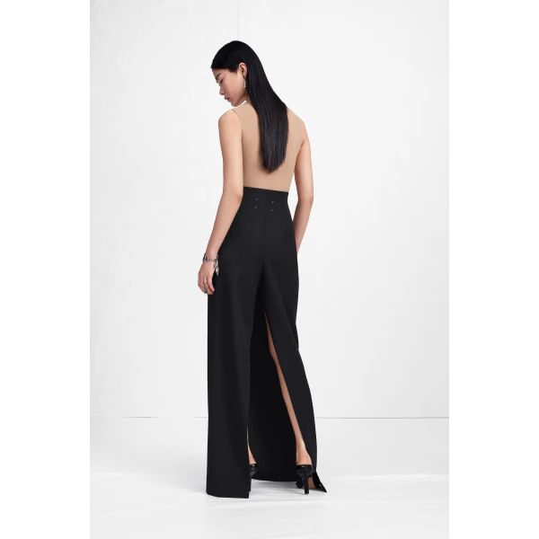 Maison Margiela High-Waist Virgin Wool Column Skirt in Black | Maxi Skirts | Coveti