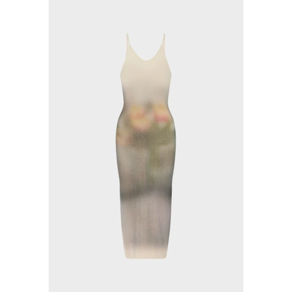 Maison Margiela Knit Maxi Dress in Ecru | Maxi Dresses | Coveti