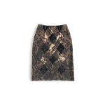 Maison Margiela Knit Virgin Wool Pencil Skirt in Walnut and Navy Blue | Coveti