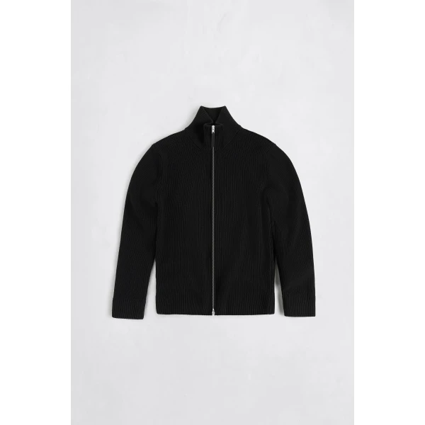 Maison Margiela Knit Zip-Up Cardigan in Black | Cardigan | Coveti