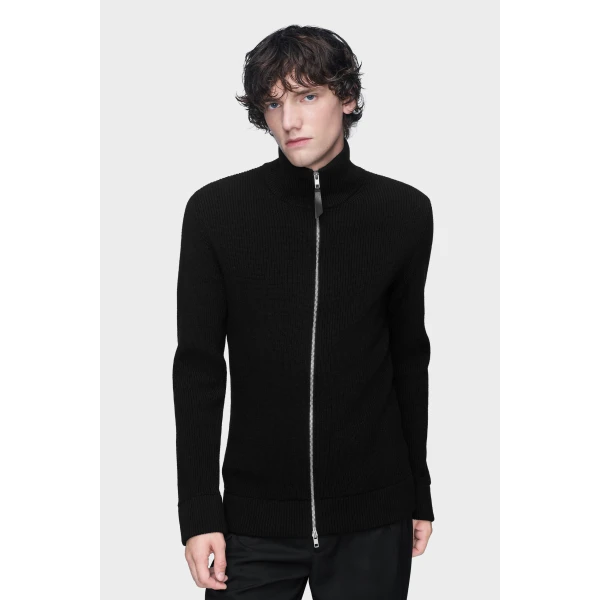 Maison Margiela Knit Zip-Up Cardigan in Black | Cardigan | Coveti