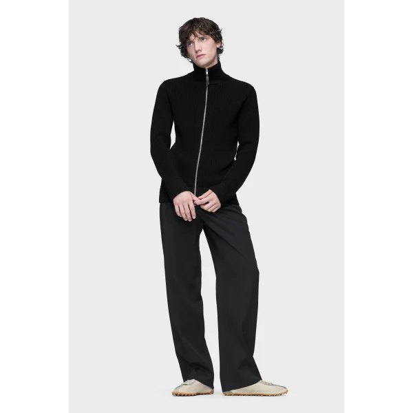 Maison Margiela Knit Zip-Up Cardigan in Black | Cardigan | Coveti