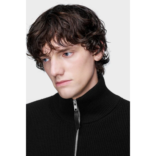 Maison Margiela Knit Zip-Up Cardigan in Black | Cardigan | Coveti