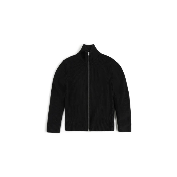 Knit Zip-Up Cardigan in Black