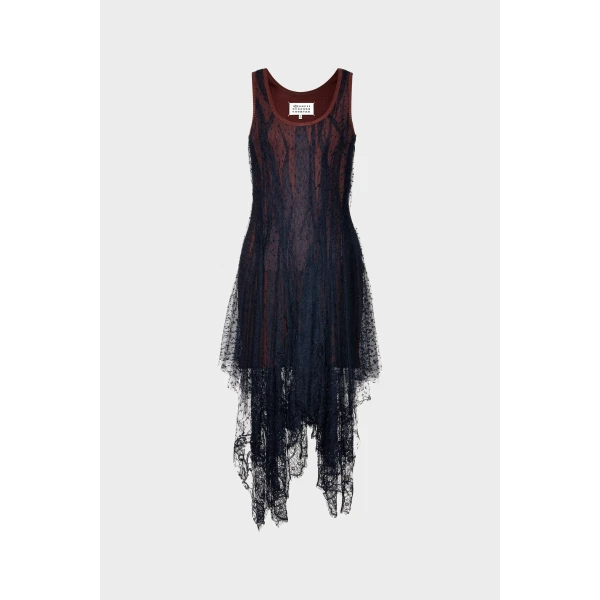 Maison Margiela Lace Midi Dress in Black | Midi Dresses | Coveti