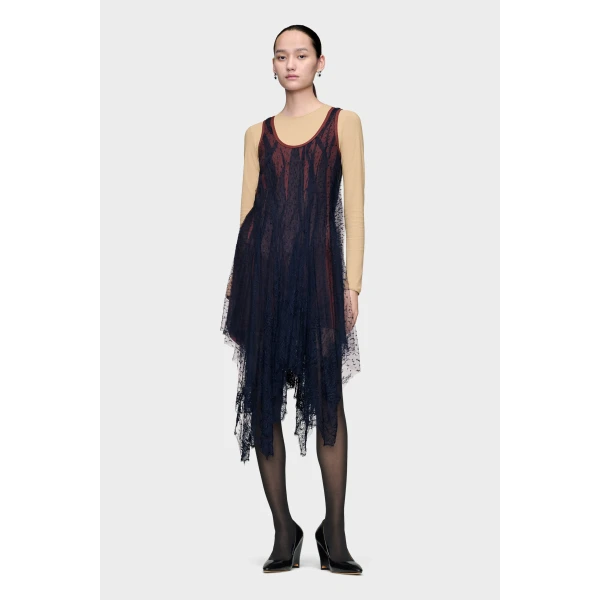 Maison Margiela Lace Midi Dress in Black | Midi Dresses | Coveti